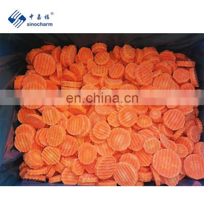 Sinocharm BRC A Approved 6-8MM IQF Carrot Crinkle Cut Frozen Carrot