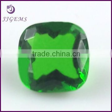 synthetic crystal glass stone/ cushion cut glass gemstone/ green crystallized glass stone