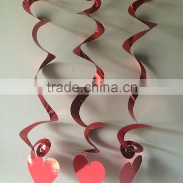 Foil Hanging Decoration 60cm Length Party Swirl Hanging Decoration with Heart