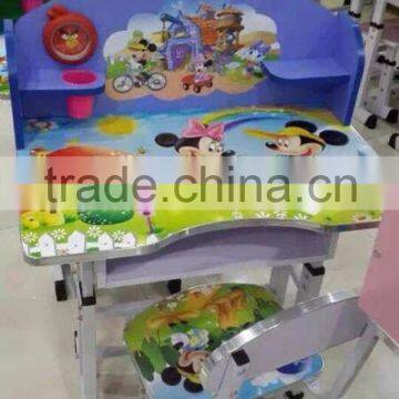 cartoon design wood kids study table and chair/wooden kids study desk