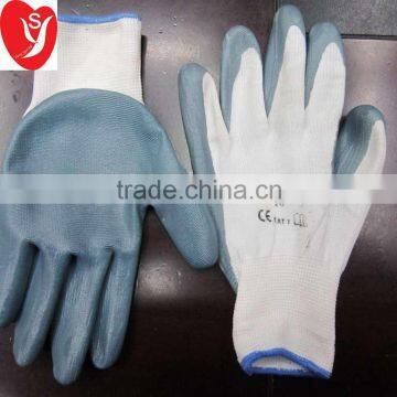 white nylon knitted grey nitrile coated gloves, grey nitrile gloves                        
                                                Quality Choice