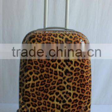 ABS & PC film luggage 360 degree rotational wheels/leopard luggage