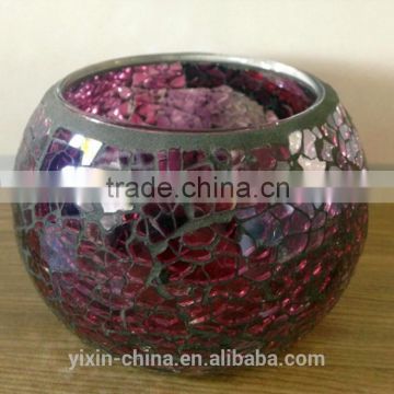 purple crackle mosaic replacement glass candle holder
