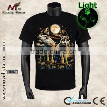 Y-100204 burning wolf luminous t-shirt glow in the dark
