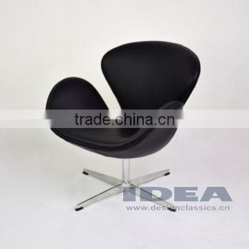 Replica Swan Chair - Black Genuine Leather