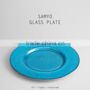SAMYO handcrafted simple 13" cheap glass plate with sprayed color