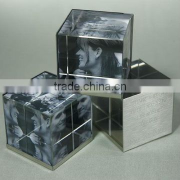 Crystal Cube Glass Photo Frames For Wedding Souvenirs