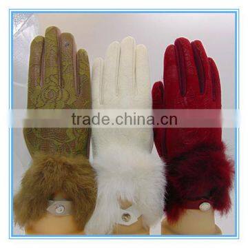 L Five Separated Fingers Cheap Red Girls Leather Gloves