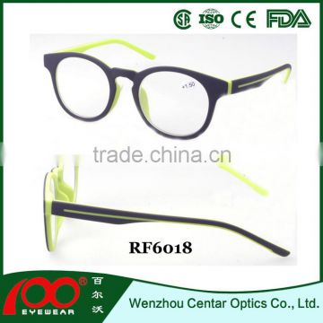 Classic cheap double color plastic injection round shape reading glasses