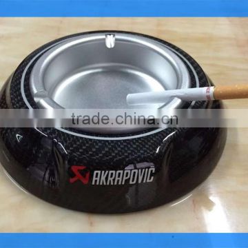 DCA009126SLV Luxury carbon fiber aluminum silver color round ashtray, round windproof ashtray, aluminum cigarette ashtray