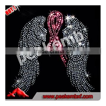 Bling Crystal Wings Hot Fix Rhinestone Cancer Transfers Iron on Motif for Clothes