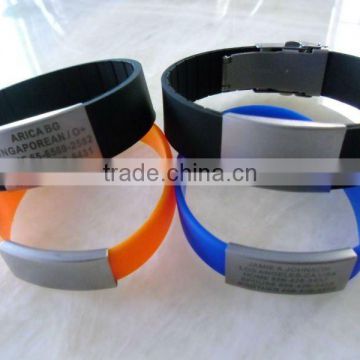 id silicone bracelet stainless steel silicone bracelet with metal