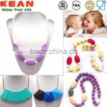 Food grade silicone beads baby teething necklace for toddler