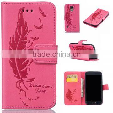 Embossed leather phone case,PU leather phone shell,flip foldable case for Samsung s5