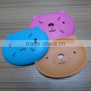 Environmental protection durable draining Bear Animal silicone soap box