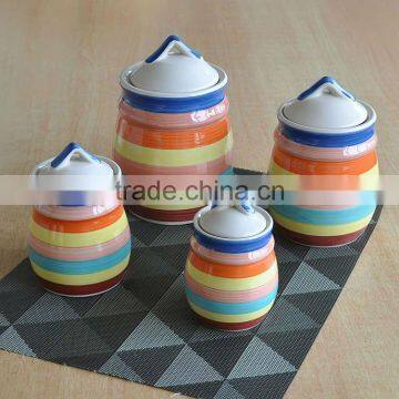 4pcs stoneware canister set with hand painting