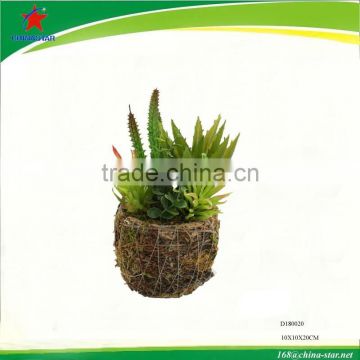 artificial succulent plants with rattan pot