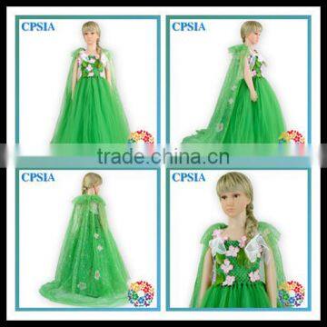 2015 Girls Dress with Tulle Cape Green Party Princess Dress specil occasion dresses