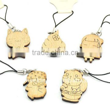 fashion wood animal mobile accessories, lovely charm accessories for mobile phone, cell phone