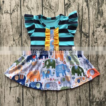 2017 Children girls dresses baby cute elephants pattern pearl dress kids clothes summer skirt