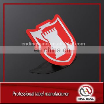 High Polished Custom Stamped Shield Shape And Color Painted Type Red Embossed Metal Nameplate
