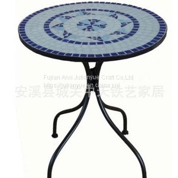 outdoor mosaic with metal table