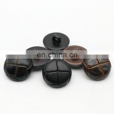 Football shape plastic painting fake brown sewing loop faux imitation leather shank button