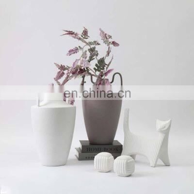 Minimalism Ceramic Matte Porcelain Antique Scandinavian Amphora Vase for Flower Arrangement