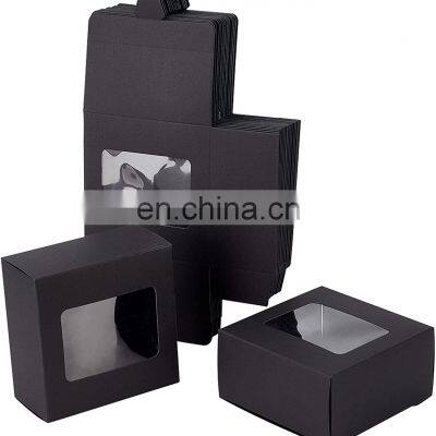 Folding creative Black card paper packaging wedding gift box with transparent window Black paper Recyclable box