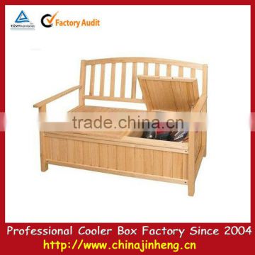 Wooden bench cooler for outdoor