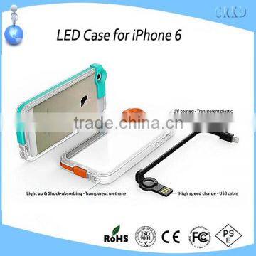 high quality led phone case for iphone 6 with USB cable