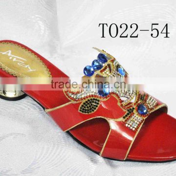 T022-54 red low heel flat shoes for lady