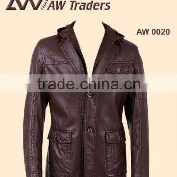 fashion leather coat , leather coat , casual coat