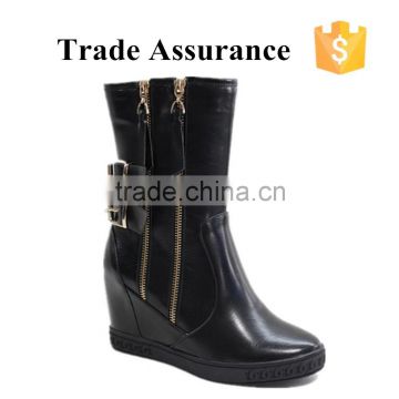 Metal buckles and zippers women winter boots wholesale