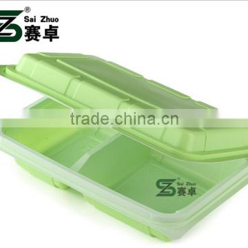 cheap one-time disposable cojoined plastic 2 compartment lunch box with lid /bento box/food container