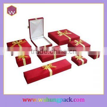 plastic &red paper Christmas ring jewellery gift box with logo printed ribbon