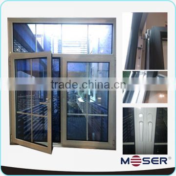 insulation aluminum double glass window with argon gas and grill design