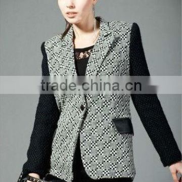 women winter coats elegant jacquard wool long sleeve high quality