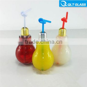 Wholesale light bulb glass candy beverage juice jars and bottles with lid