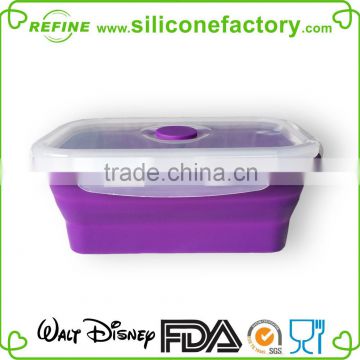 DGCCRF food grade use for hiking portable collapsible silicone food container with lid