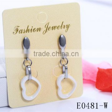 Classical style , popular design , white ceramics silver 3161 stainless steel earrings