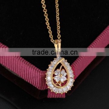 2014 fashion 18k gold white stone pendant necklace (AM-D0177-J-B)