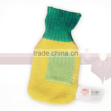 BS natural rubber hot water bag yellow knitted cover