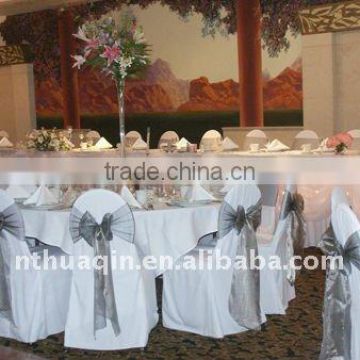 Polyester banquet chair cover with organza sash fashion popular cheap chair cover