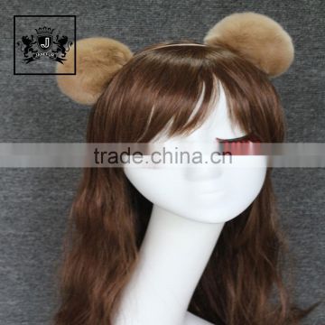 Fancy China Suppliers Accessoris Rabbit Fur Wholesale Pom Pom Headband For Ladies