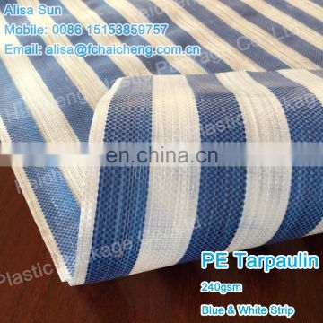 240gsm Waterproof Blue and White Strip PE Laminated Tarpaulin Made in China