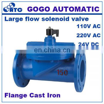 Large water solenoid valve flange type cast iron 12v 24v 110v 220v