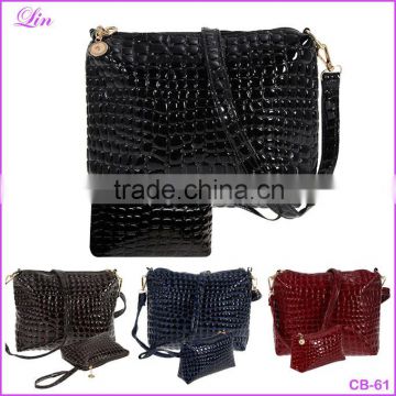 2PCS Women Bags Crocodile Leather bags