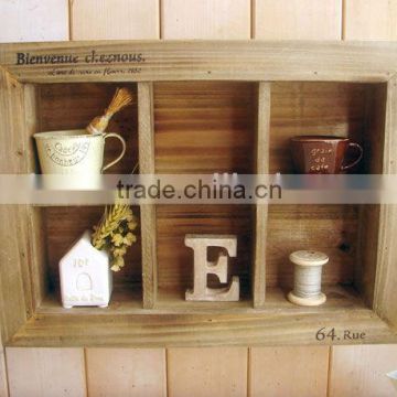 multiple shabby chic wooden wall shelf with 6 grids
