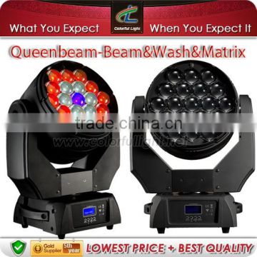 Queenbeam 19x12.8w led beam wash lighting moving heads led stage lighting